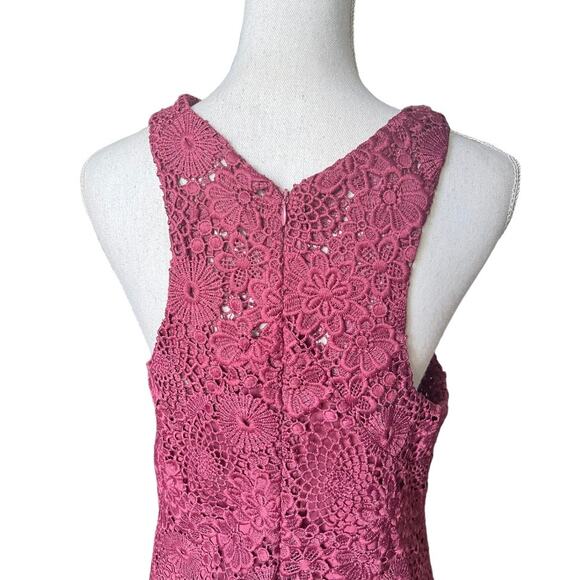 WAYF Randy burgundy crochet lace mini dress high neck cocktail party boho - Picture 9 of 13